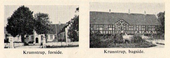 Krumstrup. Hovedbygningen, som p alle sider er omgivet af stensatte vandgrave, bestr af et trefljet anlg, hvis oprindelige del gr tilbage til 1600-tallet.